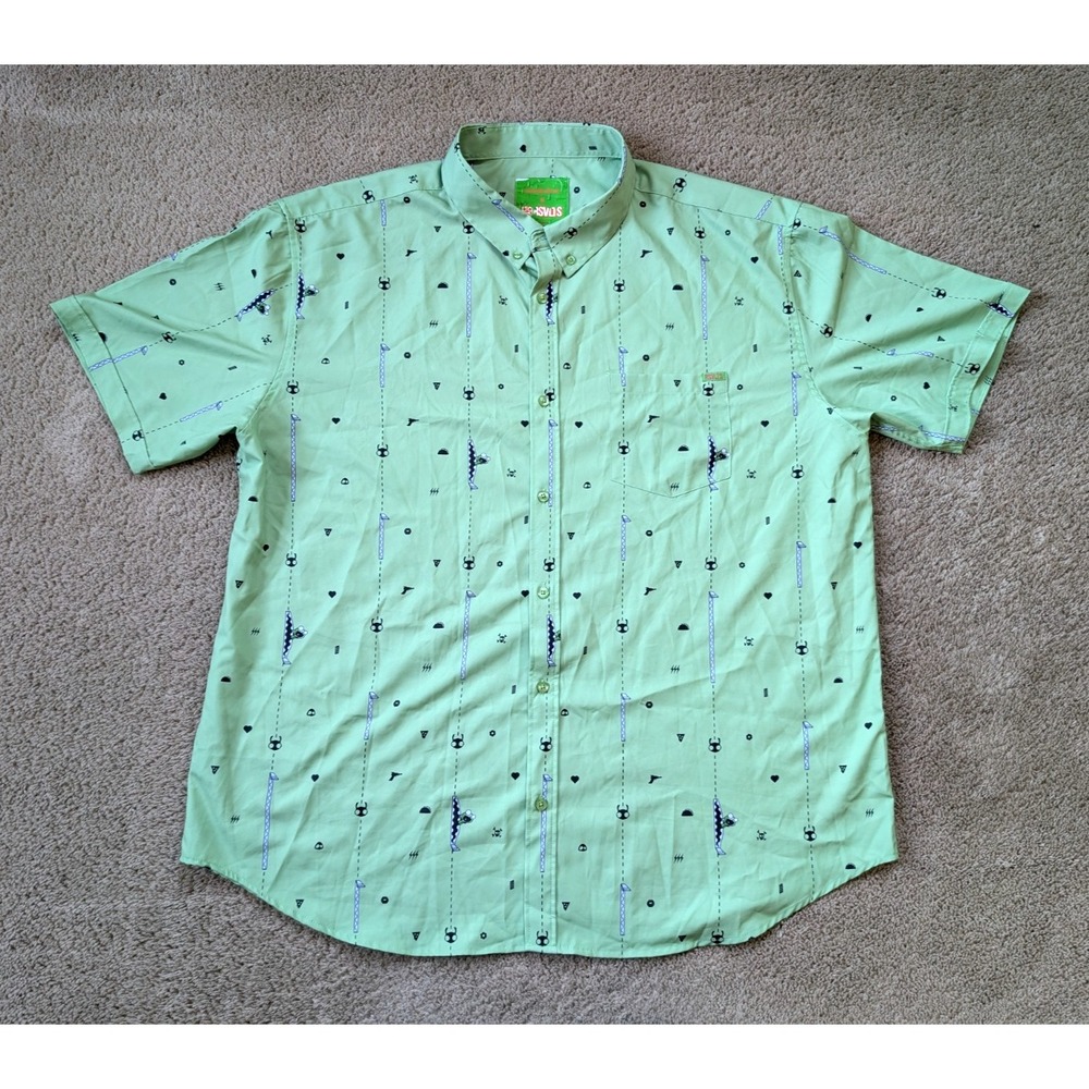 RSVLTS Nickelodeon Button Down Shirt Mens 3XL Invader Zim Gir Green‎ Kunuflex